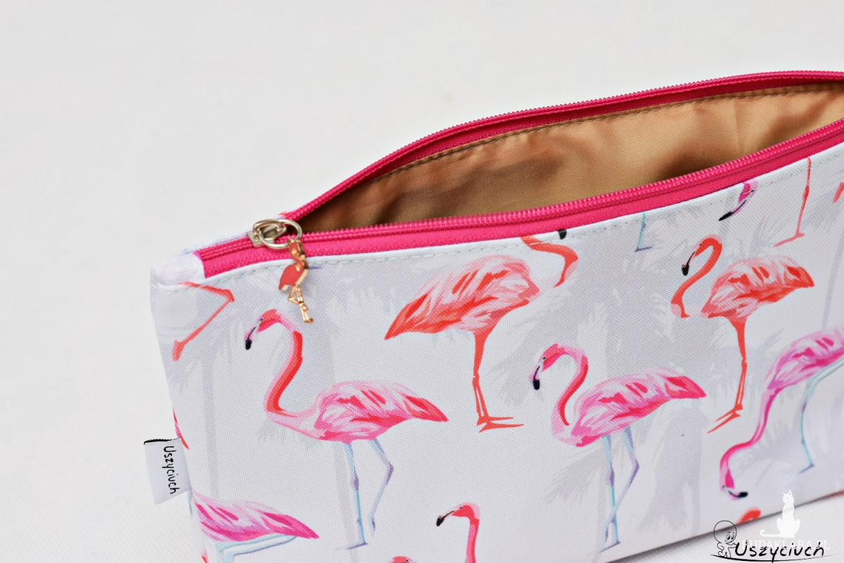 Kosmetyczka damska etui do torebki wodoodporna kosmetyczka flamingi