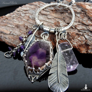 Wisiorek srebrny z ametystem Łapacz snów