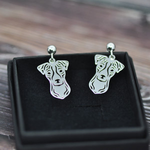 Jack russell terrier - kolczyki z psem, srebro próby 925