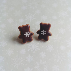 sztyfty świąteczne misie ze śnieżynka brazowe