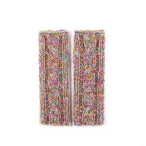 Kolorowe mitenki z warkoczem rękawiczki bez palców