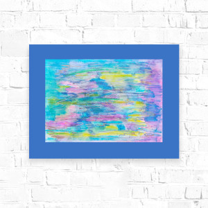 kolorowy rysunek 30x40, abstrakcja malowna ręcznie, morze obrazek A3, abstrakcyjna grafika na ścianę, nowoczesna dekoracja do domu