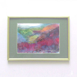 góry obraz A4, mały rysunek na ścianę, mały pejzaż, górski pejzaż, malowany ręcznie obrazek, górski rysunek A4