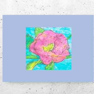 retro plakat A4, botaniczny obrazek do domu, różowy kwiatek obrazek 21x30, kwiat plakat na ścianę, boho plakat, vintage obrazek z kwiatkiem