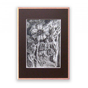 biało czarny rysunek w ramce, minimalizm obrazek A4, oprawiony szkic, przyroda rysunek do domu, ślub prezent, prezent na ślub, prezent do domu, ręcznie malowany obraz