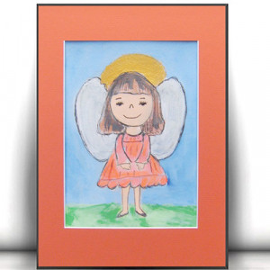 rysunek z aniołkiem, obrazek z aniołkiem, ręcznie malowany aniołek, aniołek dekoracja do domu, anioł do pokoju dziecka