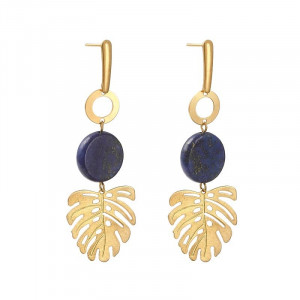 Kolczyki z monsterą i lapis lazuli c1053