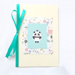 panda kartka, kartka bez życzeń, kartka dla dziewczynki, kartka dla dziecka, zwierzęta kartka, bajkowa kartka, zaproszenie, podziękowanie