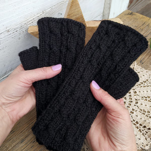 Mitenki, rękawiczki bez palców - Czarne