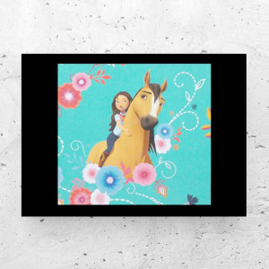 bajkowy plakat dla dziewczynki, mustang duch wolności plakat A4, kolorowy plakat do dziecięcego pokoju, ładne plakaty dla dzieci