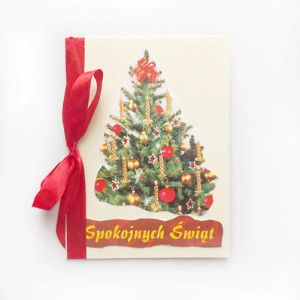 choinka kartka świąteczna, Boże Narodzenie kartka z choinką, kartka na Nowy Rok, noworoczna kartka