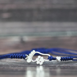 Psia łapa ze stopą i serduszko - bransoletka, srebro 925