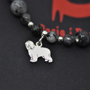 Polski owczarek nizinny / PON - bransoletka z kamieniami, srebro 925