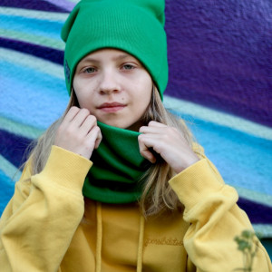 Czapka i komin zielony