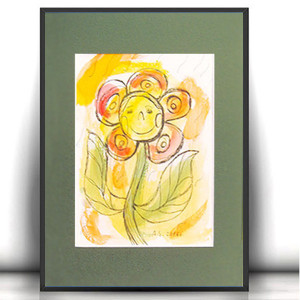 obraz dla dziewczynki, akwarela  z kwiatkiem,boho dekoracja do domu, ręcznie malowany obraze,  prezent na ślub, ślub prezent, komunia prezent, chrzest prezent