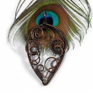 Miedziany wisior Boho, ręcznie wykonany, prezent dla niej prezent dla niego, prezent urodzinowy, biżuteria autorska, wire wrapped