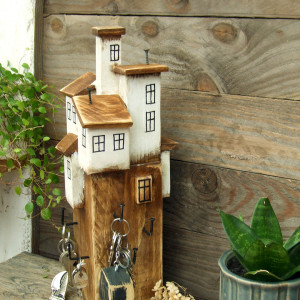 Wieszak, stojak na klucze - Białe domki na klifie