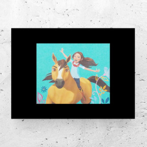 kolorowy plakat dla dziewczynki, bajkowe plakaty dla dzieci, mustang duch wolności plakat A4, plakat do pokoju dziewczynki