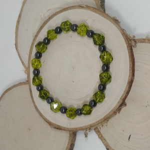 Bransoletka z Peridotów i Hematytów