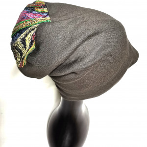 Czapka szara etno boho folk