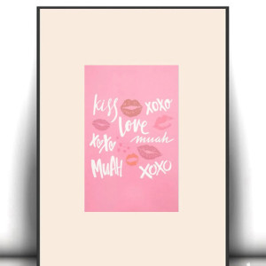 pastelowy plakat A4, mały plakat na ścianę, miłość plakat do sypialni, całuski obrazek do domu, love obrazek, love plakat A4, boho plakat z napisami