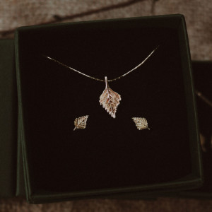 Komplet złote listki brzozy