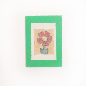 zielona kartka bez życzeń, ogólne zaproszenie bez tekstu, kwiatek kartka, kartka ręcznie malowana, wiosenna kartka