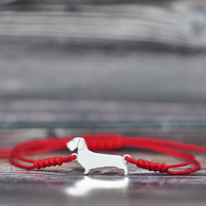 Jamnik szorstkowłosy - bransoletka z psem, srebro 925