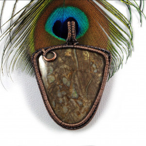 Skamielina, Miedziany wisior ze skamieliną, ręcznie wykonany, prezent dla niej, prezent dla mamy, prezent urodzinowy biżuteria autorska, unisex