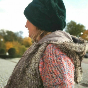 Czapka zielona futerko