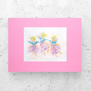 retro plakat A3, retro grafika na ścianę, 30x40 plakat vintage, rusałki plakat, wróżki plakat, plakat do pokoju dziewczynki, pastelowy obrazek do pokoju dziewczynki