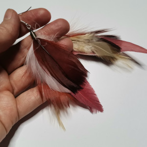 Kolczyki pióra brąz bordo