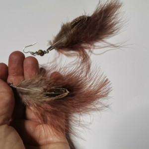 Kolczyki pióra brąz