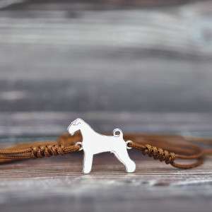 Airedale terrier - bransoletka z psem, srebro 925