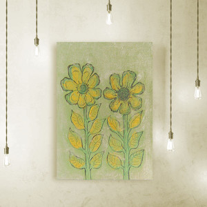 dwa kwiatki rysunek A4, kwiaty obrazek 21x30, rysunek do przedpokoju, skandynawski obrazek do sypialni, mały rysunek z kwiatami, minimalizm grafika do domu, rustykalny rysunek na ścianę