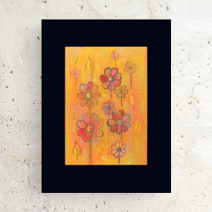 mały rysunek do domu, kwiatki obrazek do przedpokoju, obrazek w ciepłych kolorach, boho grafika 21x30, kwiaty rysunek A4, rustykalny rysunek do sypialni, rysunek z kwiatkami, obrazek z kwiata