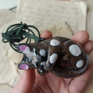 Wisior 3D czarny kotek