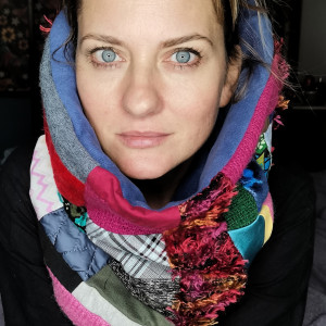 Komin patchworkowy kolorowy milutki