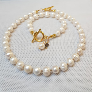 Naszyjnik Bransoletka Perła Biała Mathilde