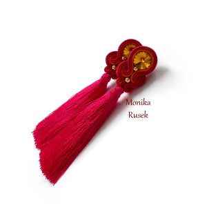 KOLCZYKI SUTASZ CHWOST różowe