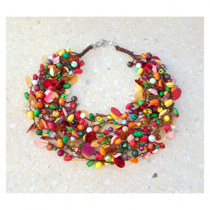 5729 jesienny naszyjnik, kolia; brązowy naszyjnik