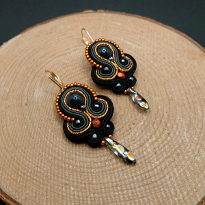 CZARNO-MIEDZIANE WISZĄCE KOLCZYKI SUTASZ