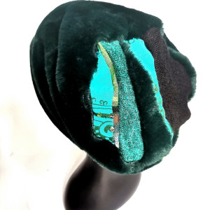 Czapka futrzana zielona ciepła