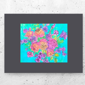 retro plakat A4, mały plakat z kwiatkami, kwiaty obrazek A4, kwiaty plakat do domu, bukiet obrazek 21x30, boho dekoracja