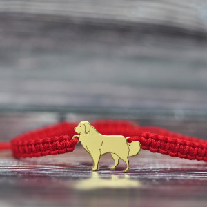 Owczarek kaukaski - bransoletka z psem, srebro pozłacane