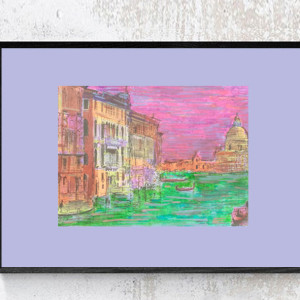 retro plakat A3, Wenecja plakat 30x40, vintage plakat z pejzażem, podróże plakat do domu, retro obrazek z Wenecją, retro krajobraz, boho plakat na ścianę