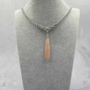 Naszyjnik chainmaille z kamieniem słonecznym -stal