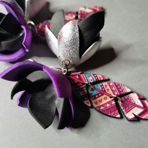 Kolczyki etno duze kwiaty