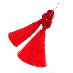 KOLCZYKI SUTASZ CHWOST długie czerwone