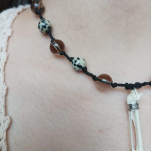 Naszyjnik kwarc dymny i jaspis dalmatyński